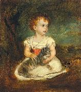 Franz von Lenbach Portrait of a little girl with cat Sweden oil painting artist